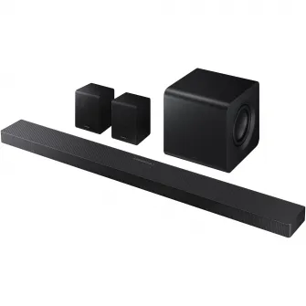 Soundbar Samsung HW-QS750F, 5.1.2, 465W, Bluetooth, Wi-Fi, Subwoofer & Kit wireless, Wireless Dolby Atmos, HDMI eARC, Negru