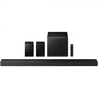 Soundbar Samsung HW-QS750F, 5.1.2, 465W, Bluetooth, Wi-Fi, Subwoofer & Kit wireless, Wireless Dolby Atmos, HDMI eARC, Negru