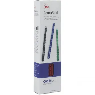 Spira legare documente GBC, plastic, A4, 21 inele, 10 mm, 65 coli, 100 buc/set, albastru
