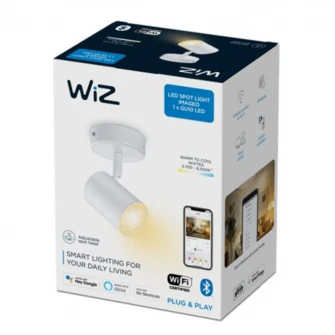 Spot inteligent WiZ Imageo, Wi-Fi, Bluetooth, 4.9W, 345 lm, lumina alba reglabila, metal, Alb