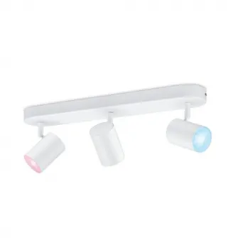 Spot inteligent WiZ Imageo, Wi-Fi, Bluetooth, RGB, 3x4.9W, 1035 lm, lumina colorata, metal, Alb