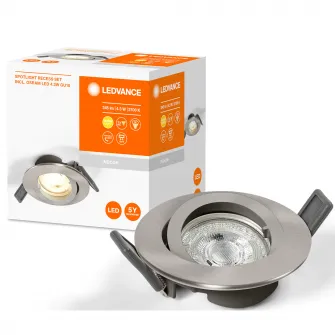 Spot LED incastrat ajustabil Ledvance, 4.3W, 350 lm, lumina calda (2700K), diametru 88.50 mm, Aluminiu, Nichel Periat