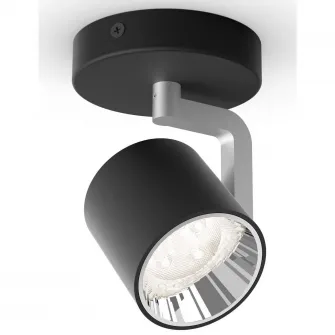 Spot LED luminos Philips Byrl, 4.3W, 400 lm, intensitate reglabila, temperatura lumina (2200-2700K), Metal, Negru