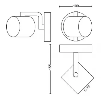 Spot LED luminos Philips Byrl, 4.3W, 400 lm, intensitate reglabila, temperatura lumina (2200-2700K), Metal, Negru