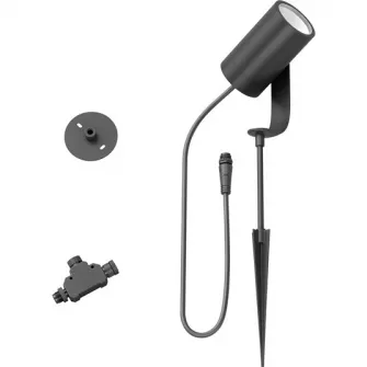 Spot LED RGB exterior Philips HUE Lily, prelungire unitate baza, 8W, 640 lm, IP65, aluminiu, lumina ambientala alba si color