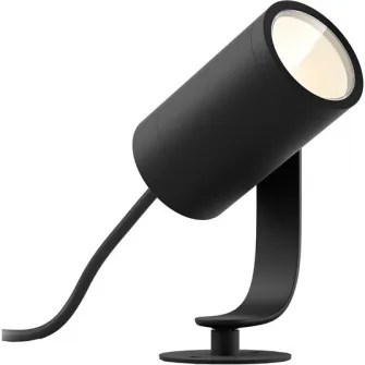 Spot LED RGB exterior Philips HUE Lily, prelungire unitate baza, 8W, 640 lm, IP65, aluminiu, lumina ambientala alba si color