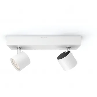 Spot luminos dublu Philips Star, 2x4.5W, 1000 lm, lumina calda (2200-2700K), 24cm, Metal, Alb