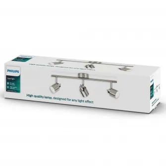 Spot luminos Philips Essentials Meranti, 3xGU10, 10x49x15.5cm, Crom mat