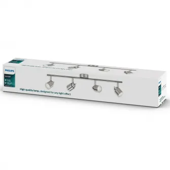 Spot luminos Philips Essentials Meranti, 4xGU10, IP20, 10x69x15.5cm, Crom mat