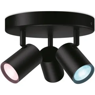 Spot luminos WiZ Imageo, Wi-Fi + Bluetooth, LED RGB, control vocal, 3xGU10, 3x5W, 1035 lm, lumina alba si colorata (2200-6500K RGB), IP20, 12.3x21cm, Metal, Negru