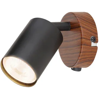Spot Rabalux Edmund 5295, intrerupator, GU10, Max 25W, IP20, Metal, Negru/Lemn