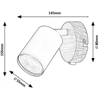 Spot Rabalux Edmund 5295, intrerupator, GU10, Max 25W, IP20, Metal, Negru/Lemn