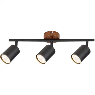 Spot Rabalux Edmund 5297, 3xGU10, 3xMax 25W, IP20, Metal, Negru/Lemn, 42x13 cm
