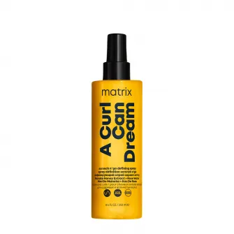 Spray pentru definire bucle Matrix A Curl Can Dream Scrunch N' Go cu textura lejera pentru parul ondulat, contine extract de miere de manuka si apa de trandafiri, ofera protectie termica si ati frizz pana la 48h, 250ml