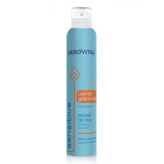 Spuma de dus Gerovital Sensitive cu ulei de galbenele, 200 ml