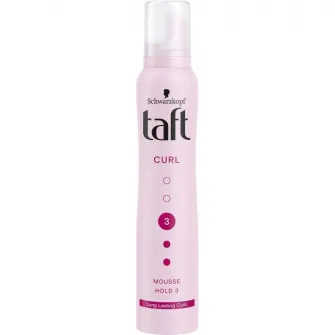 Spuma modelatoare Taft Curl, pentru par cret sau cu bucle, nivel fixare 3, formula vegana, 200 ml