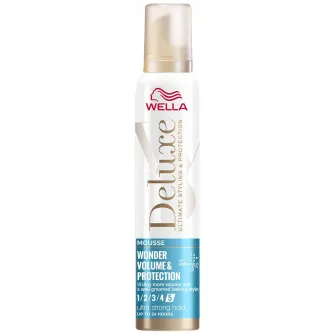 Spuma pentru par Wella Deluxe Wonder Volume  Protection cu fixare ultra puternica, Fixare: 5/5, 200 ml