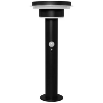 Stalp exterior LED solar Ledvance Endura Style, cu senzor miscare/lumina, 6W, 400 lm, temperatura lumina 3000K, 3 moduri functionare, IP44, montaj aplicat, 40 cm, Otel, Argintiu