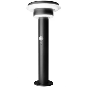 Stalp exterior LED solar Ledvance Endura Style, cu senzor miscare/lumina, 6W, 400 lm, temperatura lumina 3000K, 3 moduri functionare, IP44, montaj aplicat, 40 cm, Otel, Argintiu