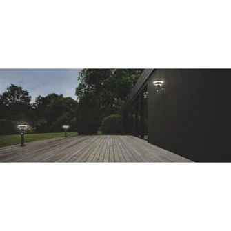 Stalp exterior LED solar Ledvance Endura Style, cu senzor miscare/lumina, 6W, 400 lm, temperatura lumina 3000K, 3 moduri functionare, IP44, montaj aplicat, 40 cm, Otel, Argintiu
