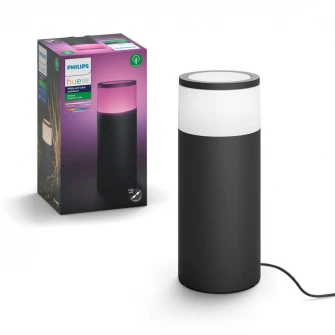 Stalp iluminat exterior LED RGBW integrat Philips Calla HUE, extensie 17423/30/P7, control inteligent cu Hue Bridge, 8W (49W), 600 lm, lumina alba/color, IP65, 25.2 cm, aluminiu, Crom mat