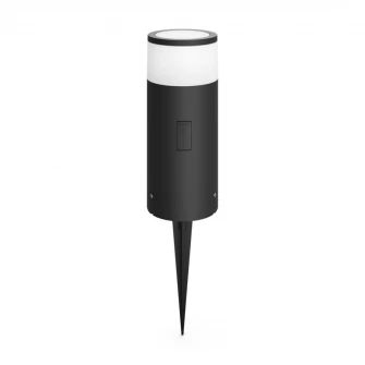 Stalp iluminat exterior LED RGBW integrat Philips Calla HUE, extensie 17423/30/P7, control inteligent cu Hue Bridge, 8W (49W), 600 lm, lumina alba/color, IP65, 25.2 cm, aluminiu, Crom mat