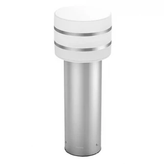 Stalp iluminat exterior Philips Hue Tuar, E27, 9.5W (60W), 806 lm, 47 cm, Aluminiu, Inox, Bec alb Hue inclus