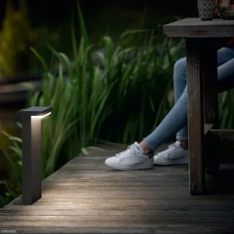 Stalp mic de gradina Philips Bustan, LED integrat 2x4.5W, IP44, Gri inchis, clasa energetica F