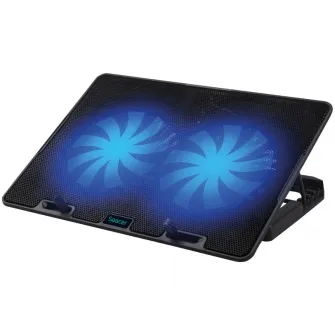 Stand notebook, Spacer, 17, sita metal, 2xfan 14cm, turatie reglabila 800-1200rpm, ajustabil pe inaltime 5 trepte, Airflow 63cfm, nivel zgomot 20dBA, negru