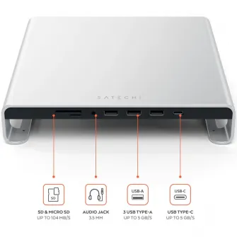 Подставка и концентратор USB-C Satechi для iMac, серебристый