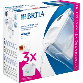 Starter pack cana filtranta Brita Aluna, 2.4L, alba + 3 filtre Maxtra PRO
