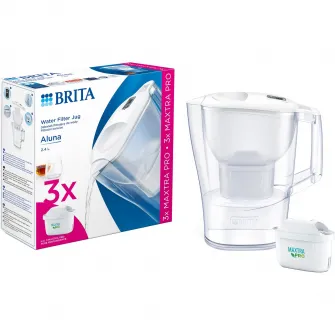 Starter pack cana filtranta Brita Aluna, 2.4L, alba + 3 filtre Maxtra PRO