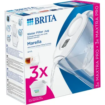 Starter pack cana filtranta Brita Marella, 2,4L, alba + 3 filtre Maxtra PRO
