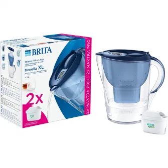 Starter pack cana filtranta Brita Marella XL, 3.5L, albastra + 2 filtre Maxtra PRO