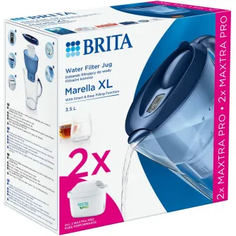 Starter pack cana filtranta Brita Marella XL, 3.5L, albastra + 2 filtre Maxtra PRO