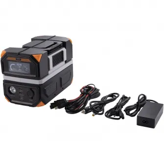 Statie incarcare Technaxx TX-202, 504Wh, 600W, USB-C, USB-A, QC3.0, 2 x 230V, priza auto, incarcare auto/AC/solara(optional), negru/portocaliu