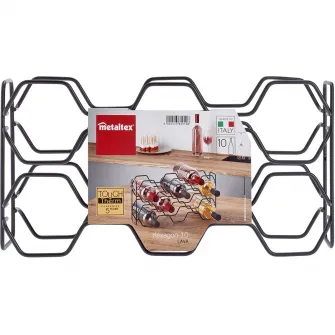 Stativ 10 sticle vin Metaltex Hexagon 10 Lava, 43x12x22cm, metal tratat TouchTherm