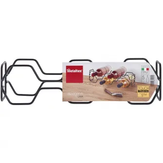 Stativ 5 sticle vin Metaltex Hexagon 5 Lava, 43x12x11cm, metal tratat Touch-Therm