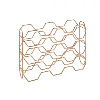 Stativ pentru 15 sticle vin Metaltex Hexagon 15, 43x12x34cm, metal tratat Polytherm® Copper