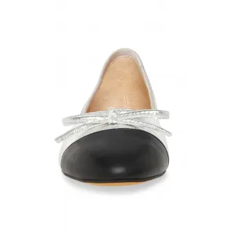Steve Madden, Balerini de piele si piele ecologica Ellison, Negru, Argintiu, 37