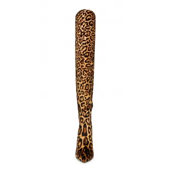 Steve Madden, Cizme lungi pana la genuchi cu animal print, Maro, 39