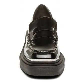 Steve Madden, Pantofi loafer de piele lacuita, Negru, 39