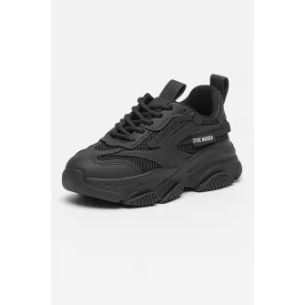 Steve Madden, Pantofi sport cu insertii de plasa Possesion, Negru, 31 EU