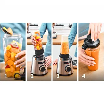 Sticla TO GO + cutit. Compatibila cu blender VitaPower Bosch Serie4 si Serie2
