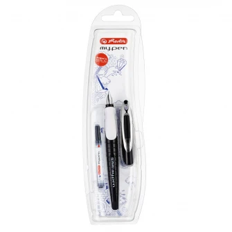 Stilou Herlitz, My.Pen, penita m, negru/alb - blister