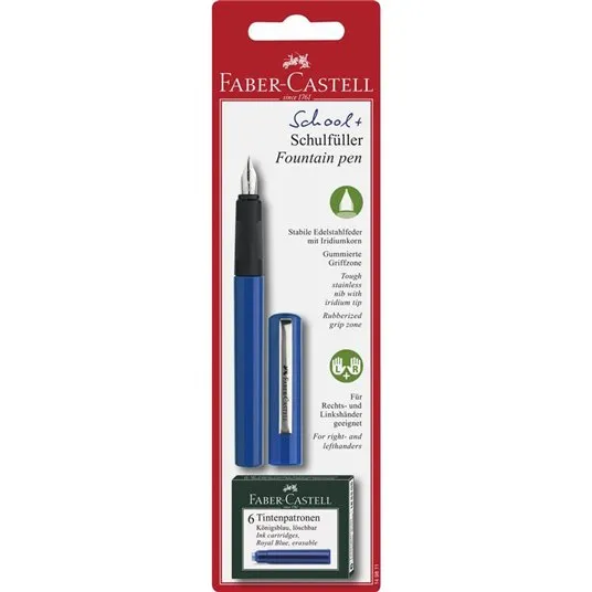 Школьная ручка Faber-Castell с 6 картриджами, Синий