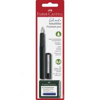 Stilou scolar Faber-Castell cu 6 cartuse, Carbon