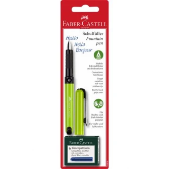 Stilou scolar Faber-Castell Vario cu 6 cartuse, Verde