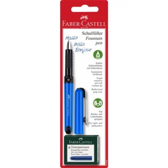 Stilou Scolar Vario Albastru and 6 Cartuse Faber Castell