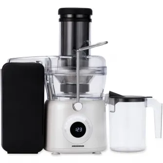 Storcator de fructe Heinner Pearlwhite HSF-K1000DCWP, 1000W, motor DC, viteza variabila, recipient pulpa 1L, filtru inox, tub larg alimentare 84mm, alb perlat